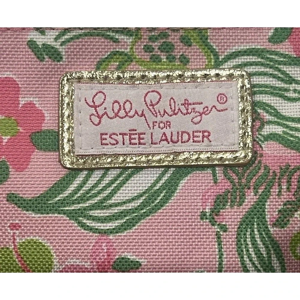 Lilly Pulitzer For Estée Lauder Tiger Floral Print Cosmetic Zipper Pouch